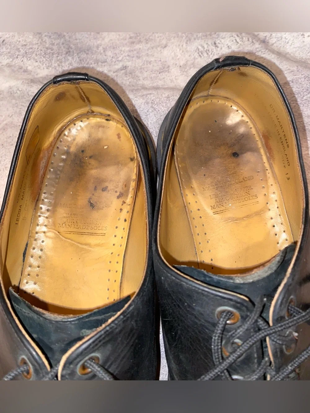 Vintage 80s 90s Doc Dr Martens Made in England 4 Eyelet Derby Oxford Shoes 13